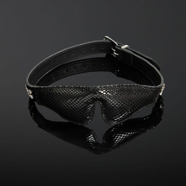 Packshot Bondage Maske Serpens Leder Schwarz Brillant Serpens und Kristalle