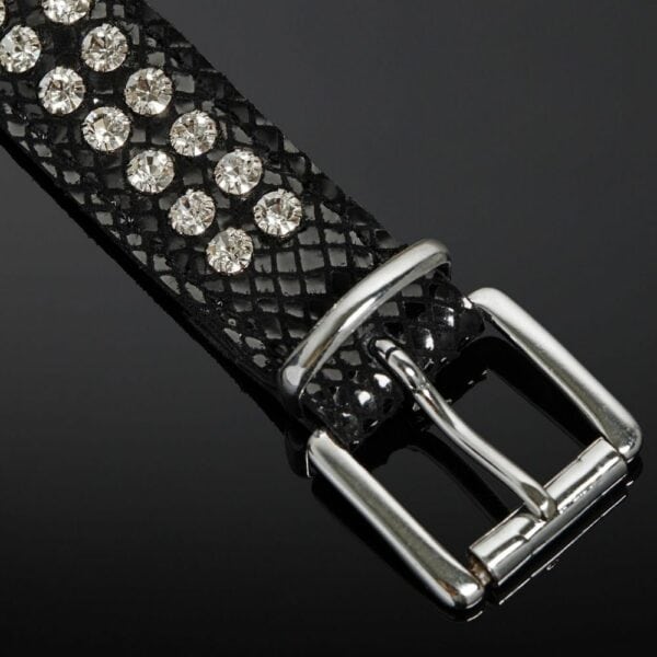 Packshot Bondage Maske Serpens Leder Schwarz Brillant Serpens und Kristalle