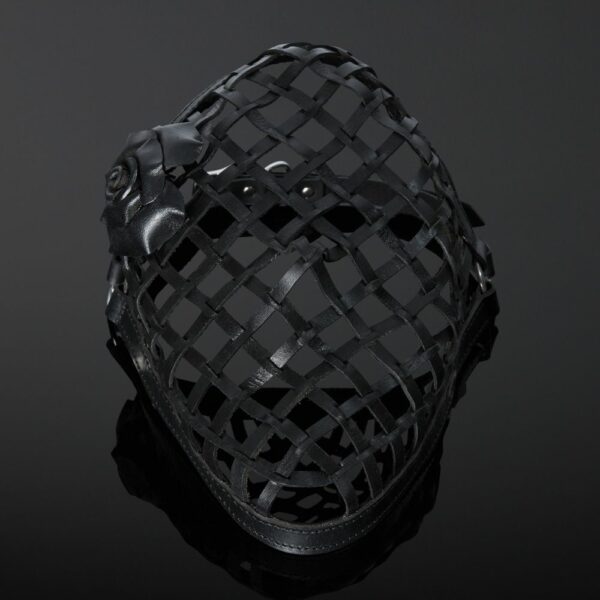 Black Leather and Rose Backpack Mask with Straps