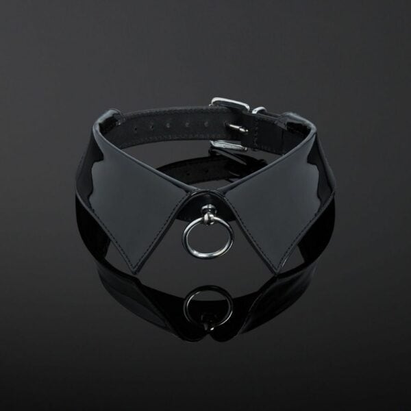 Photo Packshot Collier Bondage Cuir Vernis Noir