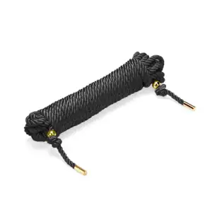 Cordage LIEBE SEELE en jute noir pour shibari. 10 mètres de longueur, 6 mm de diamètre. Parfait pour des nœuds et motifs visuellement saisissants. Robuste et élégant, idéal pour le bondage japonais.
