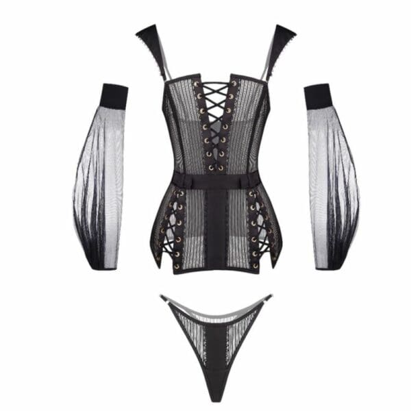 Packshot of the Front of a Lingerie Set Color Black