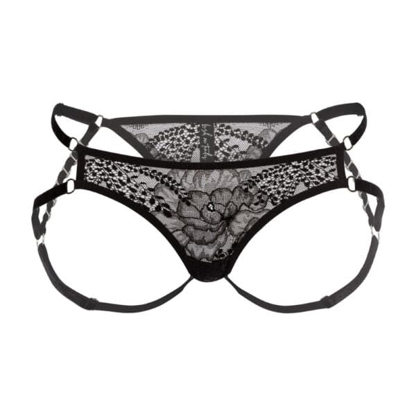 Packshot Black Lace and Velvet Harness Brief