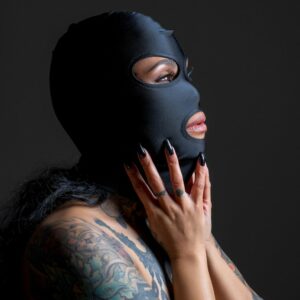 Black Stretch Spandex Open Eyes and Mouth Hood