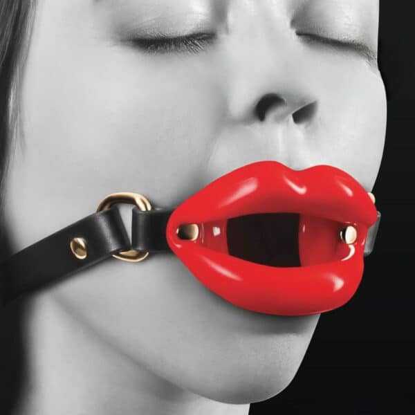 Кляп для рта BDSM из силиконового кожзаменителя с металлическими деталями без никеля