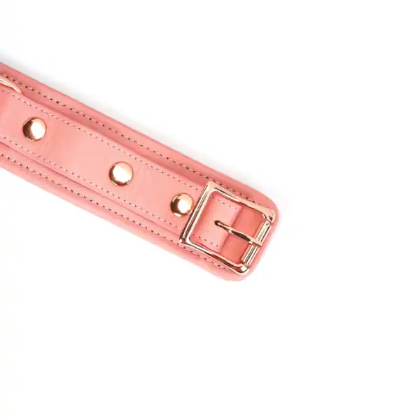 Packshot Collier Chocker En Cuir Rose avec Boucle d'Attache Rose Gold