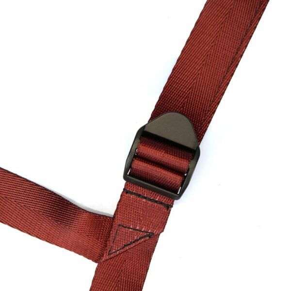 Detail of Red Leather Strap-On Harness Packshot straps