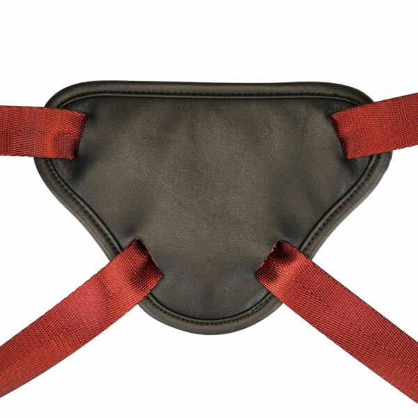Red Leather Strap-On Harness Packshot Back Detail