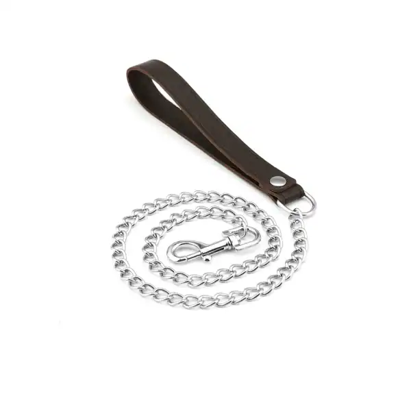 Produktfoto: Schwarze Lammlederleine mit silberner Kette