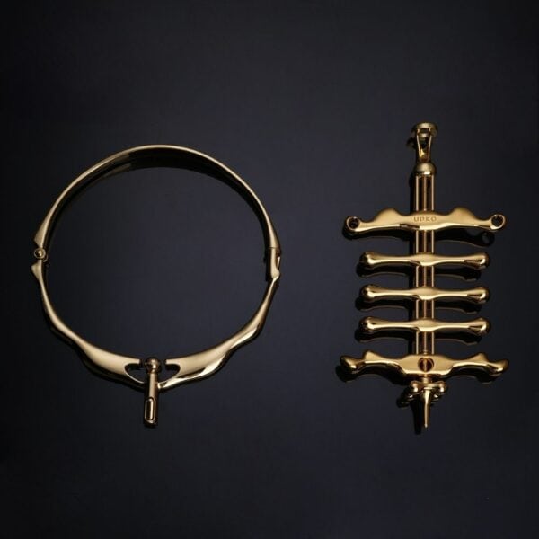 UPKO BDSM ACCESSORIES - Set BDSM Collier et pinces à doigts Packshot Pendentif Et du Collier et pinces à doigts Couleur Or