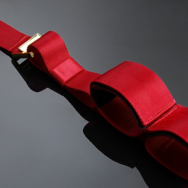 UPKO - Sangles Hogtie Bondage Rouges Détail sur une Sangle du Packshot de Sangles Hogtie Bondage en Rubans Rouges