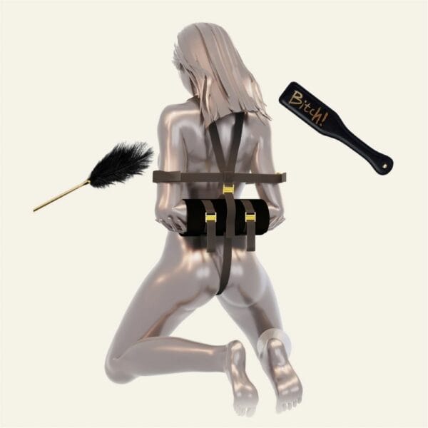 UPKO Bondage - Set Takate Kote Fácil Shibari Takate Kote bondage Galvanizado hebillas de aleación de zinc Correas de poliéster resistente y correa íntima desmontable