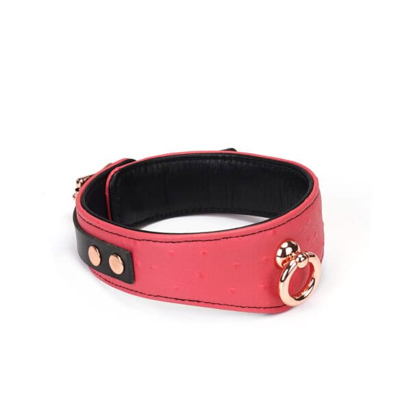Packshot Pink Leather Necklace with Pink Gold O-Ring