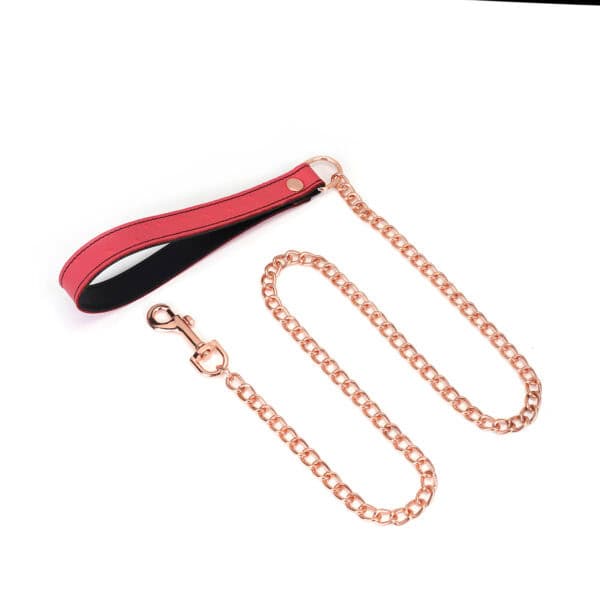 Packshot Pink Leather Lead with Pink Gold Chain