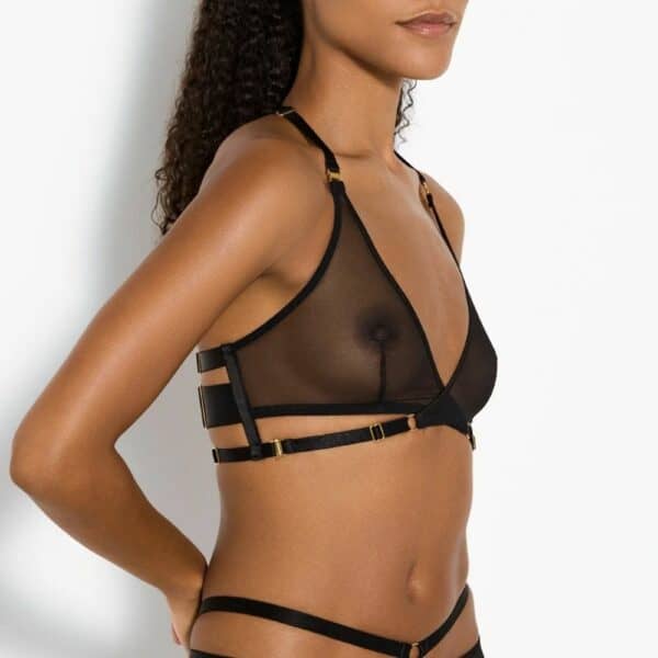 BORDELLE Signature - Mesh Wrap Bra Black Черный сетчатый бюстгальтер-треугольник