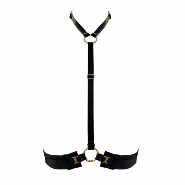 BORDELLE Signature - Harnais Ceinture Noir Packhsot Harnais Poitrine Noir Avec Détails Dorés