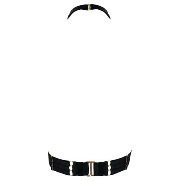 BORDELLE Signature - Harnais Ceinture Noir Packhsot Harnais Poitrine Noir Avec Détails Dorés Vue de Dos