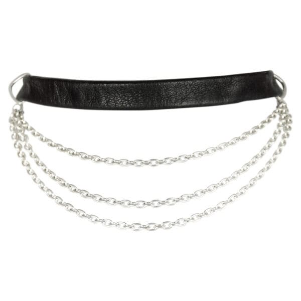 LALITA - Choker Need to Feel Black leather choker with silver adjustable chain, sold by Brigade Mondaine.