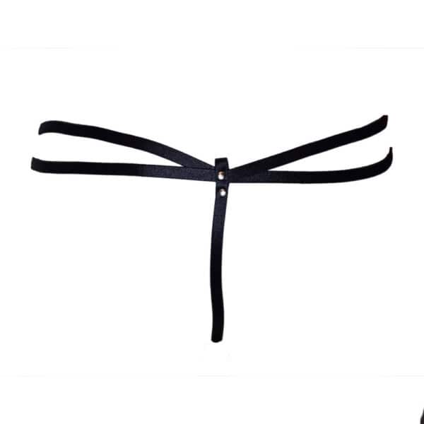 LALITA - Garter G-String String noir avec harnais ajustable.
