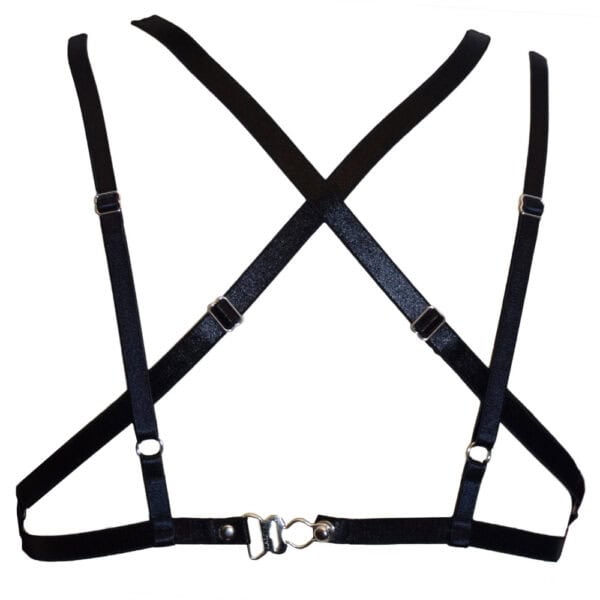 LALITA - Soutien-gorge Ouvert Le soutien-gorge ouvert noir combine élégance et audace avec ses bretelles croisées et ses sangles ajustables. Son dos ouvert dévoile une sensualité subtile, tandis que la fermeture porte-jarretelle apporte une touche de raffinement supplémentaire.