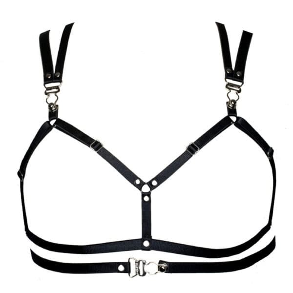 LLALITA - Soutien-gorge Ouvert Le soutien-gorge LALITA noir offre une allure sensuelle avec son design ouvert à l'avant. Des fermetures porte-jarretelles viennent orner les bretelles et le devant, ajoutant une touche de sophistication audacieuse. Avec ses sangles ajustables, il assure à la fois un maintien parfait et un style unique, alliant sensualité et raffinement.