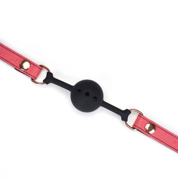 Ожерелье Packshot Pink Leather GAG с черным силиконовым шариком