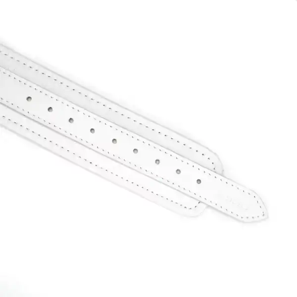 Packshot Collier et Laisse en Cuir Blanc avec Détail Sangle Attache
