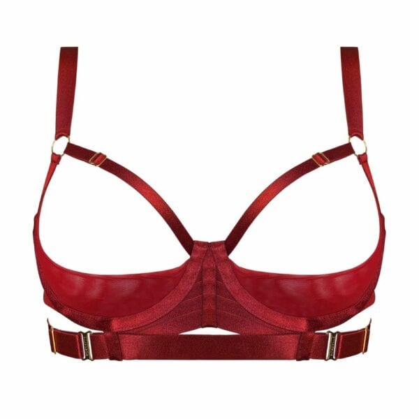 BORDELLE Signature - Halbschalen-BH Rot BH, rot, offen, ein Viertel Cup, rot, mit vergoldeten Details