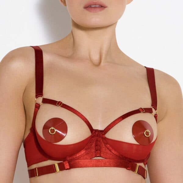 BORDELLE Signature - Offener BH Burnt Red - Nippies O Email Ruby BH Bordelle Rot-gebrannt mit Gold-Details