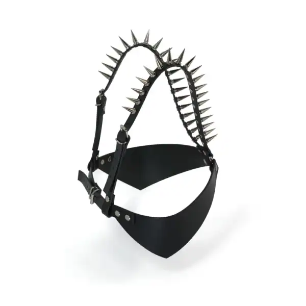 Leather bra with silver spikes in nickel-plated hardware