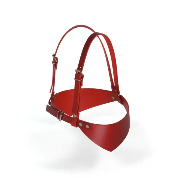 Soutien-Gorge Ouvert en cuir pleine fleur tanné végétal de haute qualité Rouge avec Détails en Quincaillerie nickelée fait à la main en grèce