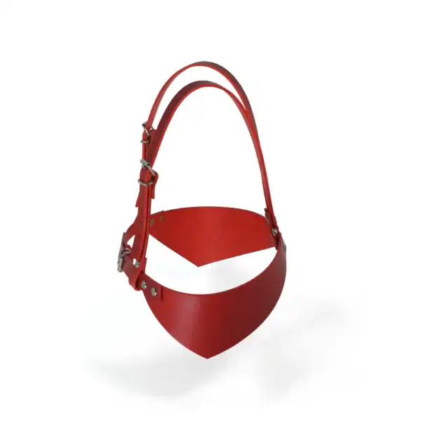 Soutien-Gorge Ouvert en cuir pleine fleur tanné végétal de haute qualité Rouge avec Détails en Quincaillerie nickelée fait à la main en grèce