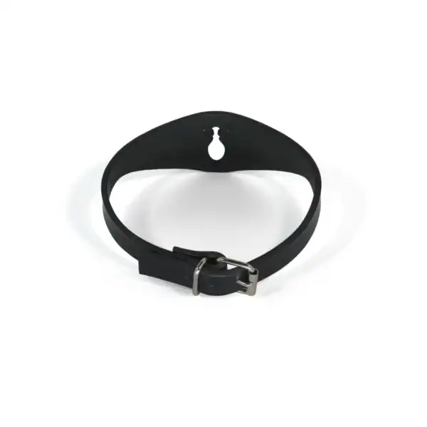 NIAR House - Choker 86853 Schwarz Rückansicht des 86853 Choker aus Vollnarbenleder, zeigt die verstellbare Nickelschnalle für eine perfekte Passform.