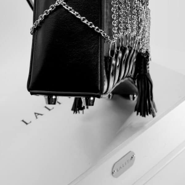LALITA - Sac à Main Corseté Kali Sac à main Corseté avec Chaînes Argent Massif et Cuir Véritable