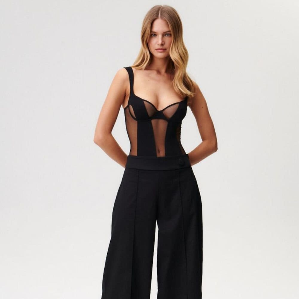 Body String aus Netz und Viskose Integrierter BH