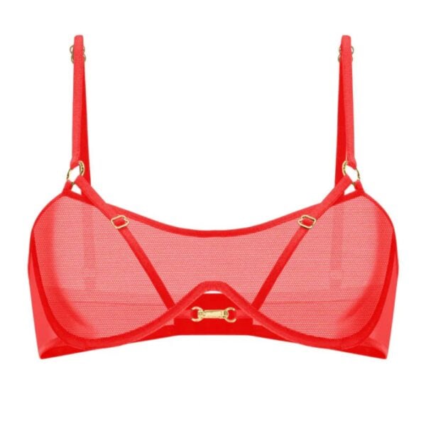 Soutien-Gorge Rouge en Mesh technique haute durabilité avec Détails Dorés