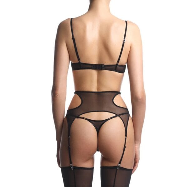 Strumpfhalter String und BH aus strapazierfähigem, leichtem, technischem Netzgewebe