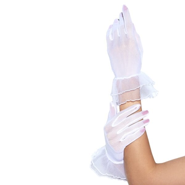 Gants à Volants Blanc en Résille Fine style élégant