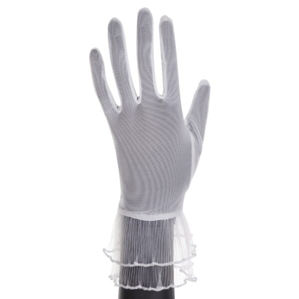 Gants à Volants Blanc en Résille Fine style élégant