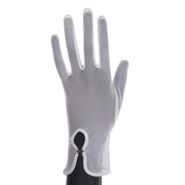 Weiße Rüschenhandschuhe aus feinem Netzstoff eleganter Stil