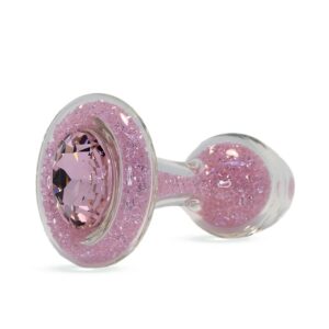 Plug en Verre Borosilicate avec Cristaux Rose