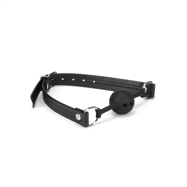 Breathable ball gag from the Black Bond collection, with a perforated silicone ball for optimum comfort. Black recycled leather straps for intense, long-lasting submission.