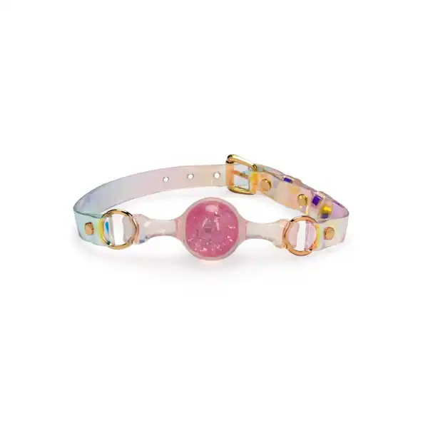 Слинг LIEBE SEELE Crystal Ball Sling с полупрозрачным розовым силиконовым шариком и регулируемым переливающимся ремешком. Шикарный, провокационный аксессуар для спокойных, приятных игр.
