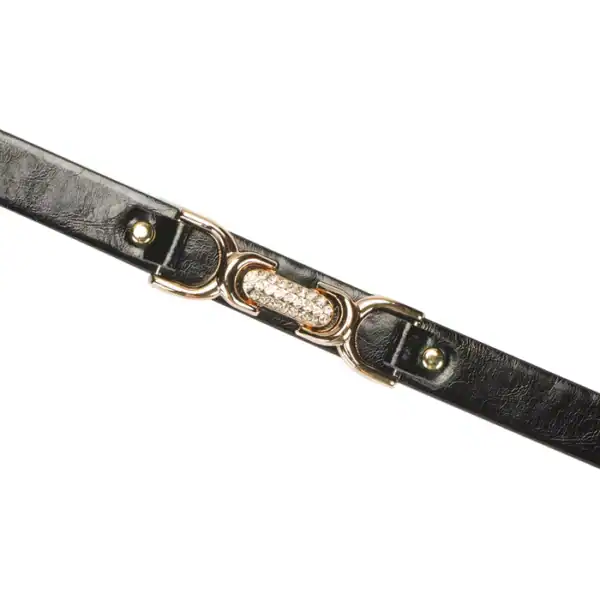 Collar gargantilla negro con strass y doble C dorada de LIEBE SEELE. Hecho de imitación de cuero, 7 ajustes para un ajuste perfecto. Un accesorio chic y provocativo para los juegos de cachorros o los conjuntos fetichistas.