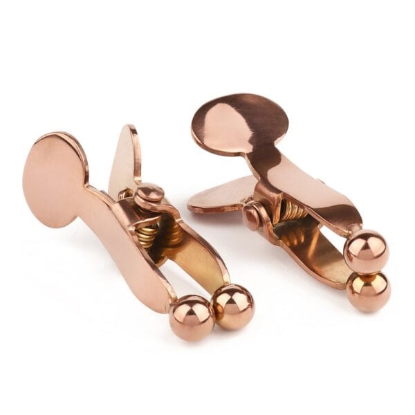 Brustklammern aus Edelstahl Rose Gold Verschluss Federmechanismus Metallkugeln fügen eine progressive Zugwirkung hinzu