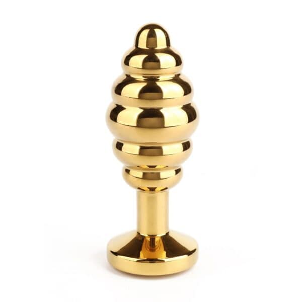 Tapón Anal en forma de espiral de acero inoxidable Base de oro engastada con una joya Diamante Strass