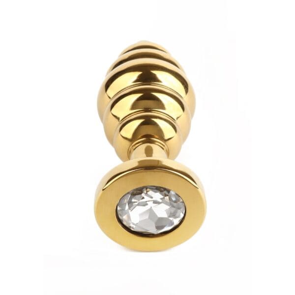 Tapón Anal en forma de espiral de acero inoxidable Base de oro engastada con una joya Diamante Strass