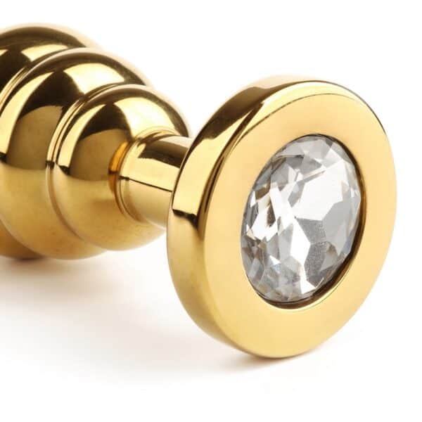 Tapón Anal en forma de espiral de acero inoxidable Base de oro engastada con una joya Diamante Strass