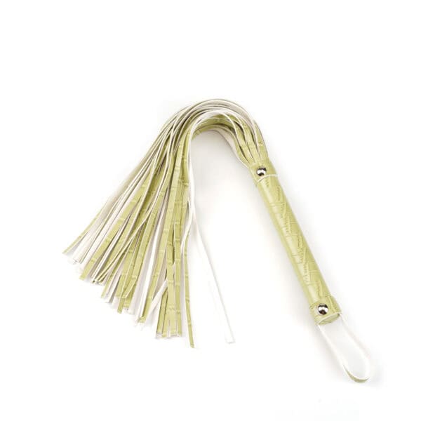 Melon Yellow Macaroon Bondage Kit LIEBE SEELE, 9 pieces: headband, ball gag, collar with leash, wrist and ankle cuffs, paddle, flogger, hogtie, mini massager, melon yellow imitation leather, adjustable buckles.