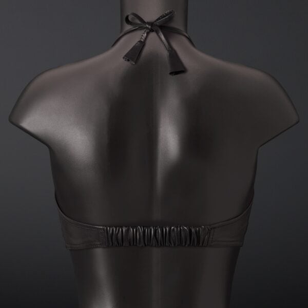 Top soutien-gorge style bralette triangle en cuir de mouton noir Dos élastique ajustable et Anneaux d’attache intégrés à l’avant